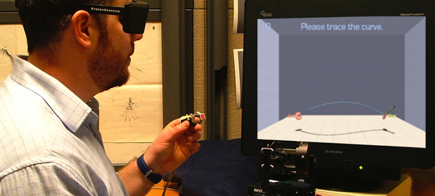 Teaser image for Poster: Analysis of Performance in Precise 3D Curve Input Tasks in Virtual Reality